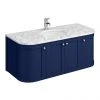 Period Bathroom Co. 1220mm Curved Wall Hung Vanity with White Marble Basin Top - Cobalt Blue -Countertop Vanity Units Sales PBC12BCRVWH prod
