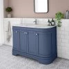 Period Bathroom Co. 1220mm Curved Vanity Unit with White Marble Basin Top - Cobalt Blue -Countertop Vanity Units Sales PBC12BLCRVM N P