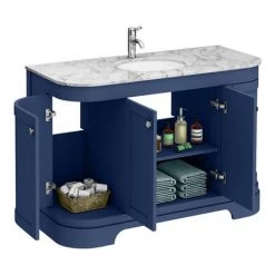 Period Bathroom Co. 1220mm Curved Vanity Unit with White Marble Basin Top - Cobalt Blue -Countertop Vanity Units Sales PBC12BLCRVM d2 460