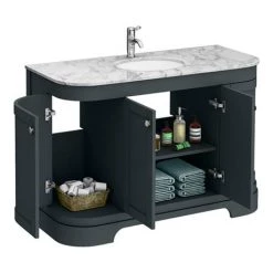 Period Bathroom Co. 1220mm Curved Vanity Unit with White Marble Basin Top - Dark Grey -Countertop Vanity Units Sales PBC12DGCRVM d2 460