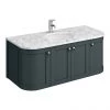 Period Bathroom Co. 1220mm Curved Wall Hung Vanity with White Marble Basin Top - Dark Grey -Countertop Vanity Units Sales PBC12GCRVWH prod