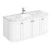 Period Bathroom Co. 1220mm Curved Wall Hung Vanity with White Marble Basin Top - White -Countertop Vanity Units Sales PBC12WCRVWH p