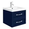 Period Bathroom Co. Wall Hung Vanity - Matt Blue - 500mm 2 Drawer with Chrome Handles 2 Period Bathroom Co. Wall Hung Vanity - Matt Blue - 500mm 2 Drawer with Chrome Handles -Countertop Vanity Units Sales PBC5WHBLU2D p