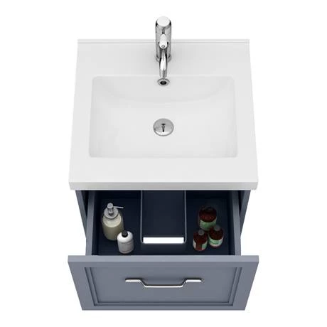 Period Bathroom Co. Wall Hung Vanity - Matt Grey - 500mm 1 Drawer with Chrome Handle 4 Period Bathroom Co. Wall Hung Vanity - Matt Grey - 500mm 1 Drawer with Chrome Handle - Image 2