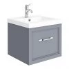 Period Bathroom Co. Wall Hung Vanity - Matt Grey - 500mm 1 Drawer with Chrome Handle -Countertop Vanity Units Sales PBC5WHGRY1D p