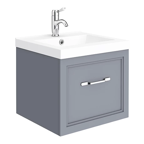 Period Bathroom Co. Wall Hung Vanity - Matt Grey - 500mm 1 Drawer with Chrome Handle 3 Period Bathroom Co. Wall Hung Vanity - Matt Grey - 500mm 1 Drawer with Chrome Handle