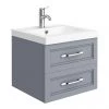 Period Bathroom Co. Wall Hung Vanity - Matt Grey - 500mm 2 Drawer with Chrome Handles -Countertop Vanity Units Sales PBC5WHGRY2D p