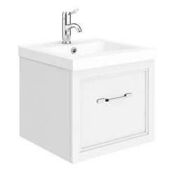 Period Bathroom Co. Wall Hung Vanity - Matt White - 500mm 1 Drawer with Chrome Handle