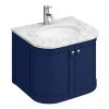 Period Bathroom Co. 620mm Curved Wall Hung Vanity with White Marble Basin Top - Cobalt Blue -Countertop Vanity Units Sales PBC6BCRVWH prod