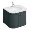Period Bathroom Co. 620mm Curved Wall Hung Vanity with White Marble Basin Top - Dark Grey -Countertop Vanity Units Sales PBC6GCRVWH p