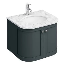 Period Bathroom Co. 620mm Curved Wall Hung Vanity with White Marble Basin Top - Dark Grey