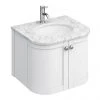Period Bathroom Co. 620mm Curved Wall Hung Vanity with White Marble Basin Top - White -Countertop Vanity Units Sales PBC6WCRVWH p