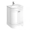 Period Bathroom Co. 620mm Curved Vanity Unit with White Marble Basin Top - White -Countertop Vanity Units Sales PBC6WTCRVM P