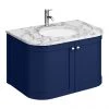 Period Bathroom Co. 820mm Curved Wall Hung Vanity with White Marble Basin Top - Cobalt Blue -Countertop Vanity Units Sales PBC8BCRVWH prod
