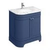 Period Bathroom Co. 820mm Curved Vanity Unit with White Marble Basin Top - Cobalt Blue -Countertop Vanity Units Sales PBC8BLCRVM P