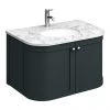 Period Bathroom Co. 820mm Curved Wall Hung Vanity with White Marble Basin Top - Dark Grey -Countertop Vanity Units Sales PBC8GCRVWH prod