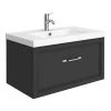 Period Bathroom Co. Wall Hung Vanity - Matt Black - 800mm 1 Drawer with Chrome Handle 1 Period Bathroom Co. Wall Hung Vanity - Matt Black - 800mm 1 Drawer with Chrome Handle -Countertop Vanity Units Sales PBC8WHBLK1D p
