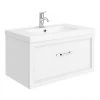 Period Bathroom Co. Wall Hung Vanity - Matt White - 800mm 1 Drawer with Chrome Handle -Countertop Vanity Units Sales PBC8WHWHT1D p