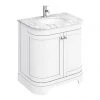 Period Bathroom Co. 820mm Curved Vanity Unit with White Marble Basin Top - White -Countertop Vanity Units Sales PBC8WTCRVM P
