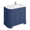 Period Bathroom Co. 920mm RH Offset Vanity Unit with White Marble Basin Top - Cobalt Blue -Countertop Vanity Units Sales PBC9BLCRVMRH P