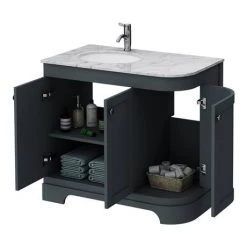 Period Bathroom Co. 920mm LH Offset Vanity Unit with White Marble Basin Top - Dark Grey -Countertop Vanity Units Sales PBC9DGCRVMLH d2 460