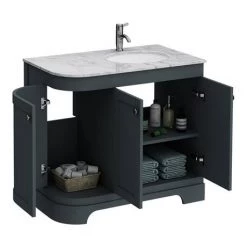 Period Bathroom Co. 920mm RH Offset Vanity Unit with White Marble Basin Top - Dark Grey 7 Period Bathroom Co. 920mm RH Offset Vanity Unit with White Marble Basin Top - Dark Grey -Countertop Vanity Units Sales PBC9DGCRVMRH d2 460