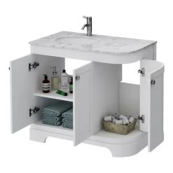 Period Bathroom Co. 920mm LH Offset Vanity Unit with White Marble Basin Top - White -Countertop Vanity Units Sales PBC9WTCRVMLH d3 460
