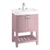 Burlington Riviera Matt Pink 650mm Vanity Unit with Square Basin -Countertop Vanity Units Sales RIV65P3TH P