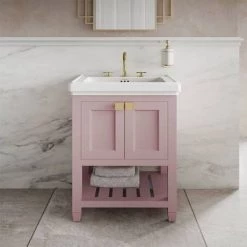 Burlington Riviera Matt Pink 580mm Vanity Unit with Square Basin -Countertop Vanity Units Sales Riviera Pink 3 460 1