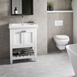 Burlington Riviera Matt White 650mm Vanity Unit with Square Basin -Countertop Vanity Units Sales Riviera White 2 460