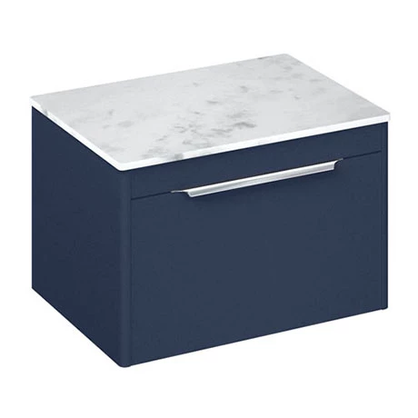 Britton Shoreditch Wall Hung Countertop Vanity Unit - 650mm Matt Blue with Carrara White Worktop 3 Britton Shoreditch Wall Hung Countertop Vanity Unit - 650mm Matt Blue with Carrara White Worktop