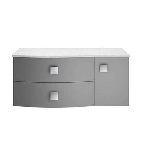 Hudson Reed Sarenna Wall Hung Countertop Vanity Unit - Dove Grey - 1000mm with White Marble Top 3 Hudson Reed Sarenna Wall Hung Countertop Vanity Unit - Dove Grey - 1000mm with White Marble Top