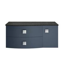 Hudson Reed Sarenna Wall Hung Countertop Vanity Unit - Mineral Blue - 1000mm with Black Marble Top