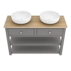 Trafalgar Countertop Basin Unit - Grey - 1240mm inc. 2 Round Basins 11 Trafalgar Countertop Basin Unit - Grey - 1240mm inc. 2 Round Basins -Countertop Vanity Units Sales TRF12WTGRY BAS D3 460