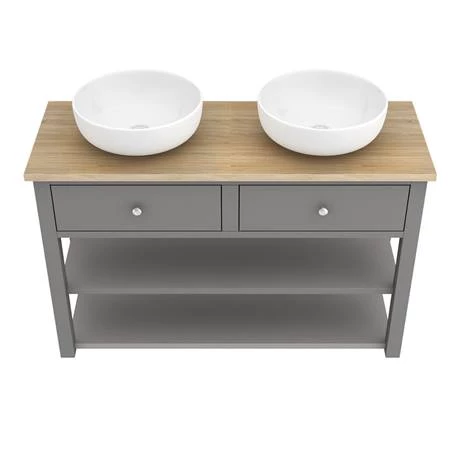 Trafalgar Countertop Basin Unit - Grey - 1240mm inc. 2 Round Basins 6 Trafalgar Countertop Basin Unit - Grey - 1240mm inc. 2 Round Basins - Image 4