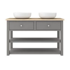 Trafalgar Countertop Basin Unit - Grey - 1240mm inc. 2 Round Basins 12 Trafalgar Countertop Basin Unit - Grey - 1240mm inc. 2 Round Basins -Countertop Vanity Units Sales TRF12WTGRY BAS D4 460