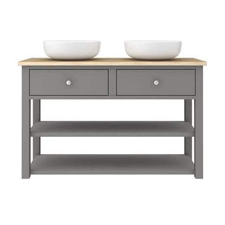 Trafalgar Countertop Basin Unit - Grey - 1240mm inc. 2 Round Basins 7 Trafalgar Countertop Basin Unit - Grey - 1240mm inc. 2 Round Basins - Image 5