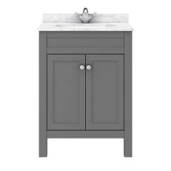 Trafalgar 610mm Grey Vanity Unit with White Marble Basin Top -Countertop Vanity Units Sales TRF6GRY MB n d1 460
