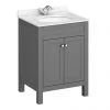 Trafalgar 610mm Grey Vanity Unit with White Marble Basin Top -Countertop Vanity Units Sales TRF6GRY MB p