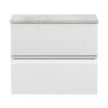 Hudson Reed Urban 600mm Satin White Vanity Unit - Wall Hung 2 Drawer Unit with Grey Worktop -Countertop Vanity Units Sales URB104LBG P