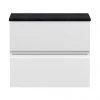 Hudson Reed Urban 600mm Satin White Vanity Unit - Wall Hung 2 Drawer Unit with Black Worktop -Countertop Vanity Units Sales URB104LSB P