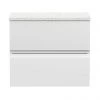 Hudson Reed Urban 600mm Satin White Vanity Unit - Wall Hung 2 Drawer Unit with White Worktop -Countertop Vanity Units Sales URB104LSW P