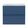 Hudson Reed Urban 600mm Satin Blue Vanity Unit - Wall Hung 2 Drawer Unit with Grey Worktop -Countertop Vanity Units Sales URB304LBG P