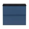 Hudson Reed Urban 600mm Satin Blue Vanity Unit - Wall Hung 2 Drawer Unit with Black Worktop -Countertop Vanity Units Sales URB304LSB P