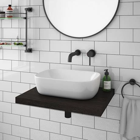 Venice Floating Basin Shelf (Dark Oak - 600mm Wide) 4 Venice Floating Basin Shelf (Dark Oak - 600mm Wide) - Image 2