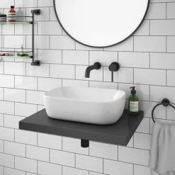Venice Floating Basin Shelf (Gloss Grey - 600mm Wide) -Countertop Vanity Units Sales V6GGSLF d4 460