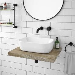 Venice Floating Basin Shelf (Light Oak - 600mm Wide) -Countertop Vanity Units Sales V6LKSLF d2 460