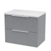 Venice Fluted 600mm Grey Vanity Unit - Wall Hung 2 Drawer Unit with White Worktop & Chrome Handles 2 Venice Fluted 600mm Grey Vanity Unit - Wall Hung 2 Drawer Unit with White Worktop & Chrome Handles -Countertop Vanity Units Sales VGRY6WHT m