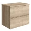 Venice Linea 600mm Rustic Oak Vanity - Wall Hung 2 Drawer Unit with Worktop -Countertop Vanity Units Sales VL6OAKW p
