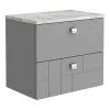 Venice Abstract 600mm Grey Vanity Unit - Wall Hung 2 Drawer Unit with Grey Worktop & Chrome Handles -Countertop Vanity Units Sales VWH6GREGRE n p